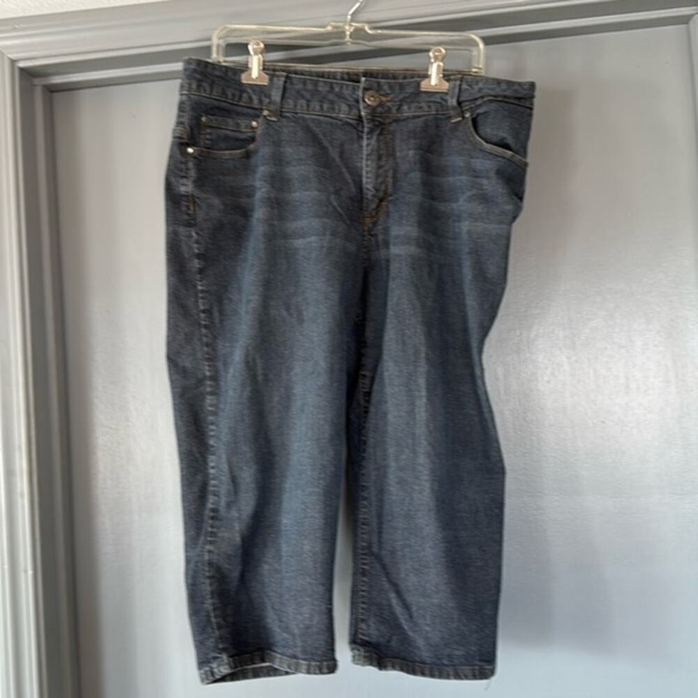 Lee Riders No Gap Waist Denim Women's sz 18W Capri Jeans Flap Pockets